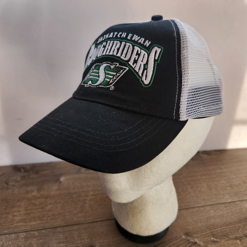 Saskatchewan Roughriders CFL Football Trucker Hat Black White Snapback Kids O/S